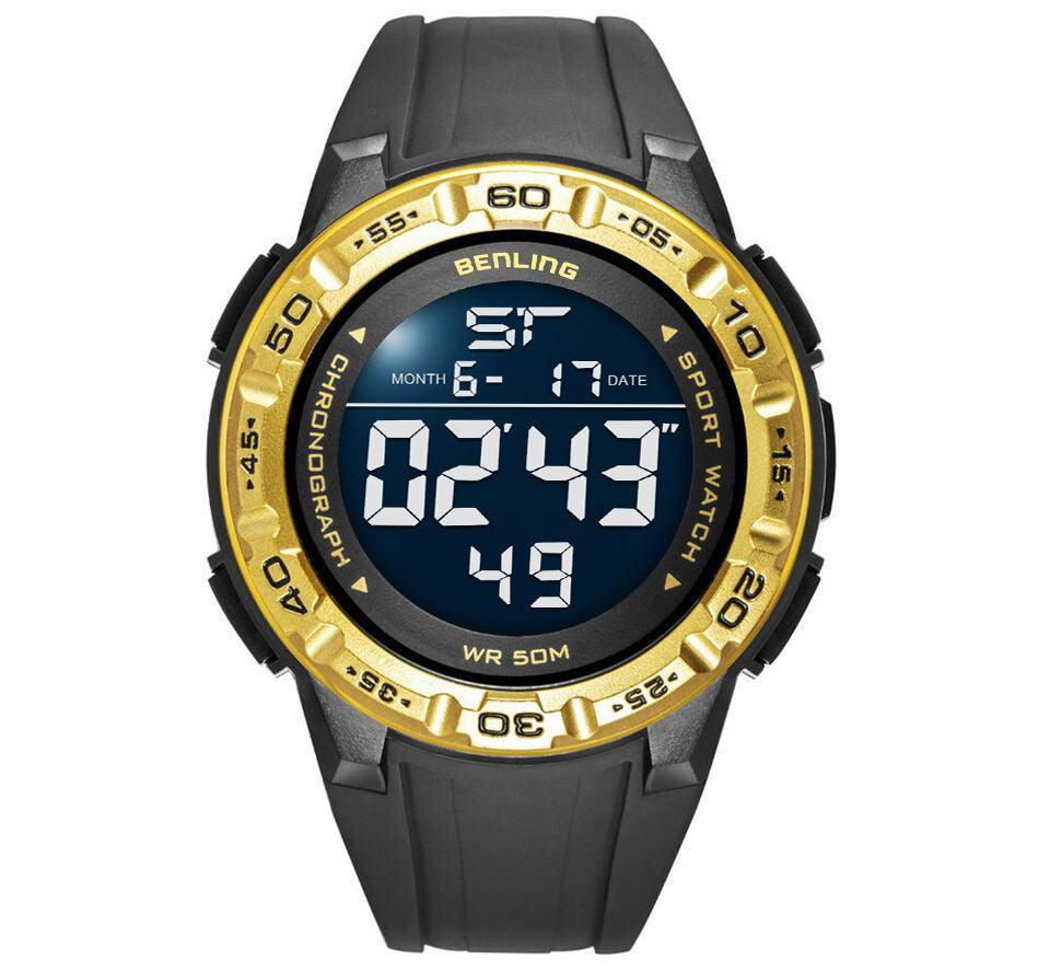 Benling Men's Black Round Dial Digital Watch BL - 6054 - OPULA WATCHES