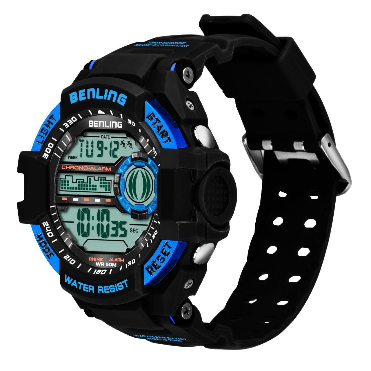 Benling Men's Black Dial Digital Sports Watch BL - 6055 - OPULA WATCHES