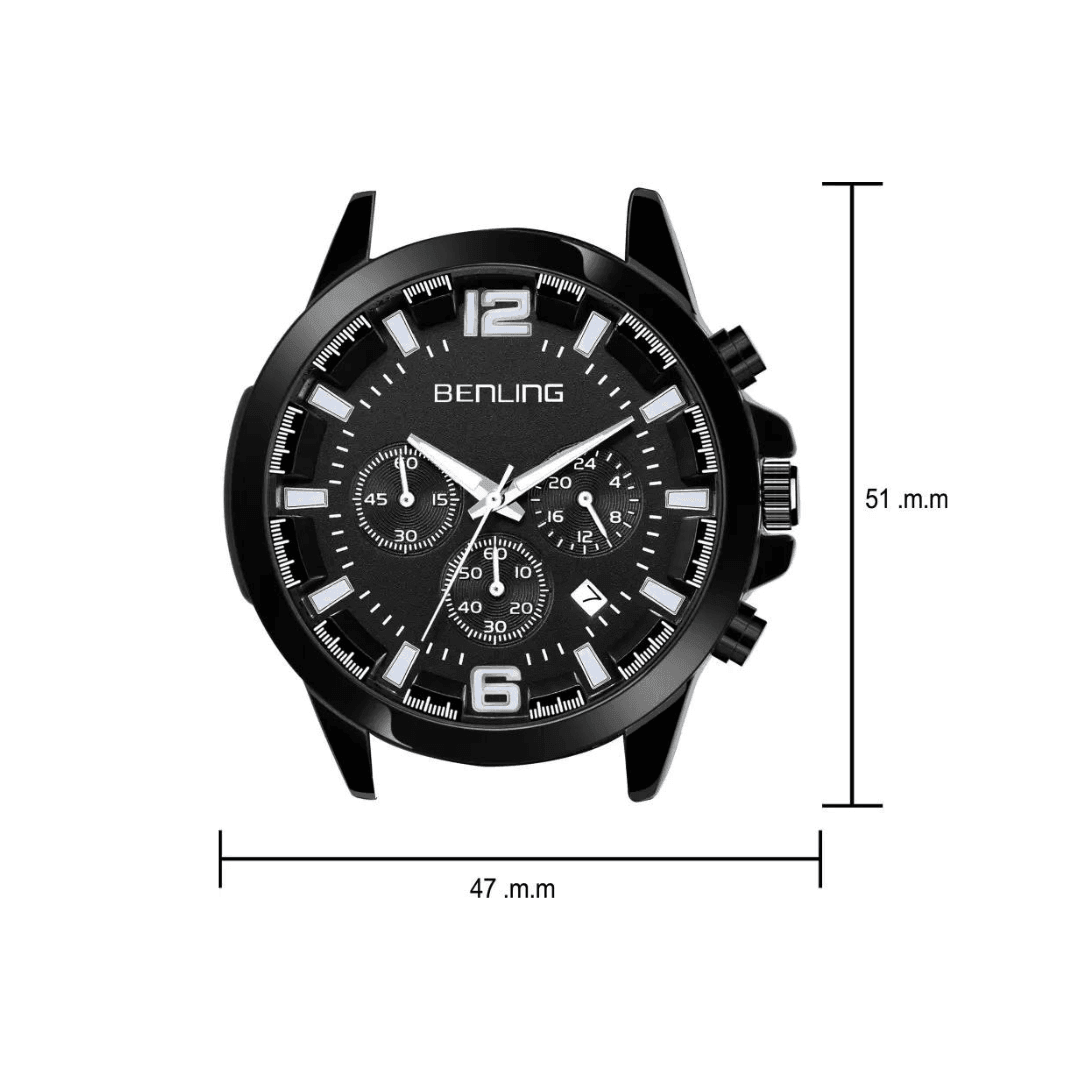 Benling Fashion Men"s Black Dial Round Case Multifunction Watch - BL 1010 - OPULA WATCHES