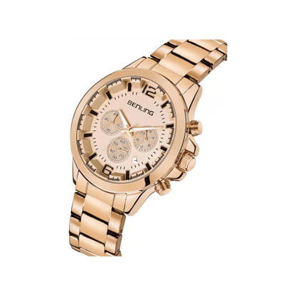 Benling Fashion Men"s Rose Gold Dial Round Case Dual Multifunction Watch - BL 1010 - OPULA WATCHES