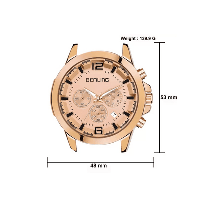 Benling Fashion Men"s Rose Gold Dial Round Case Dual Multifunction Watch - BL 1010 - OPULA WATCHES