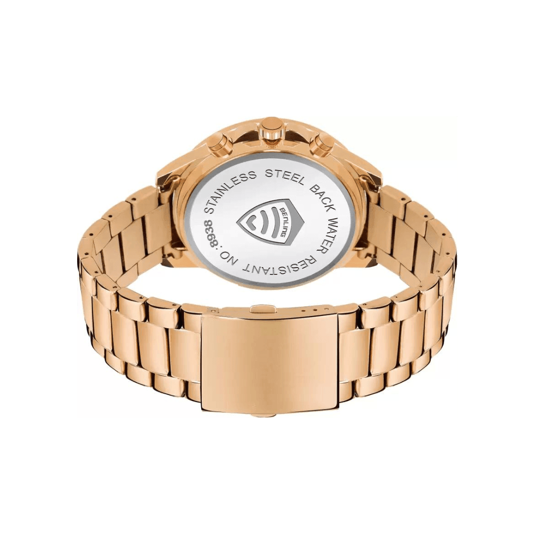 Benling Fashion Men"s Rose Gold Dial Round Case Dual Multifunction Watch - BL 1010 - OPULA WATCHES