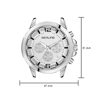 Benling Fashion Men"s Sliver Dial Round Case Multifunction Watch - BL 1010 - OPULA WATCHES