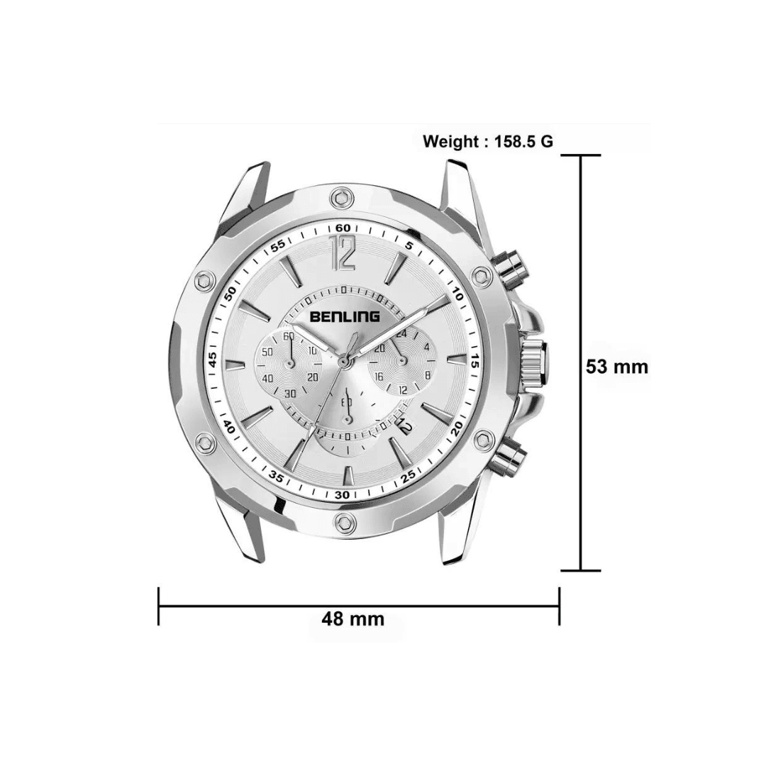 Benling Fashion Men"s Sliver Dial Round Case Multifunction Watch - BL 1011 - OPULA WATCHES