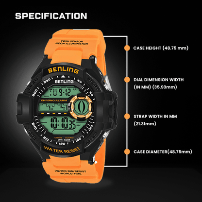 Benling Men's Black Dial Digital Sports Watch BL - 6055 - OPULA WATCHES