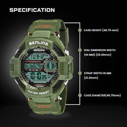 Benling Men's Black Dial Digital Sports Watch BL - 6055 - OPULA WATCHES