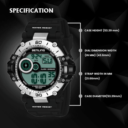 Benling Men's Black Dial Digital Sports Watch BL - 6056 - OPULA WATCHES